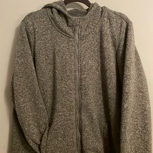 Warehouse one grey hooded zip up sweater.